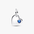 September Engravable Heart Blue Stone Dangle Charm September Engravable Heart Blue Stone Dangle Charm