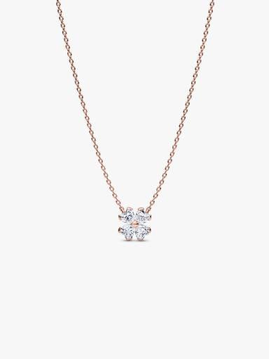 Clover 14k rose gold-plated collier with clear cubic zirconia