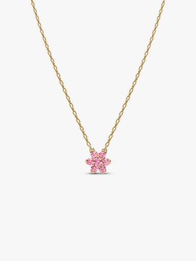 Sparkling Pink Flower Pendant Necklace