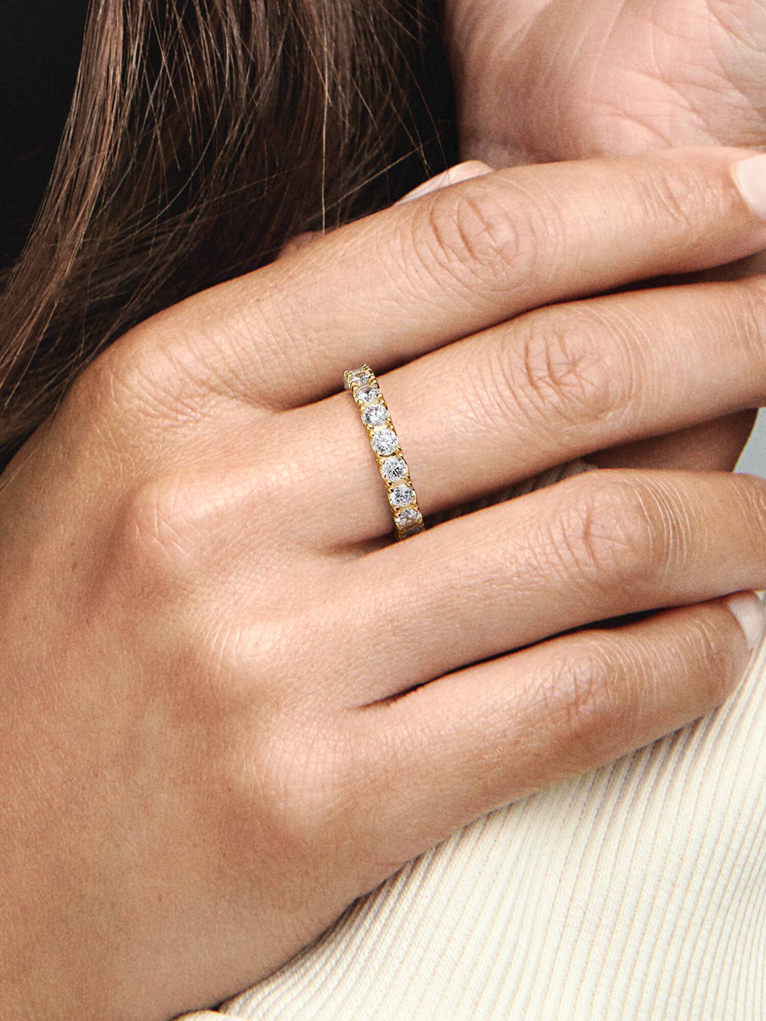 Sparkling Gold Plated Row Eternity Ring
