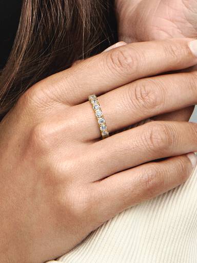 Sparkling Gold Plated Row Eternity Ring