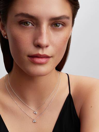 Sterling Silver Lab-Grown Diamond Heart & Star Dangle Pendant Necklace