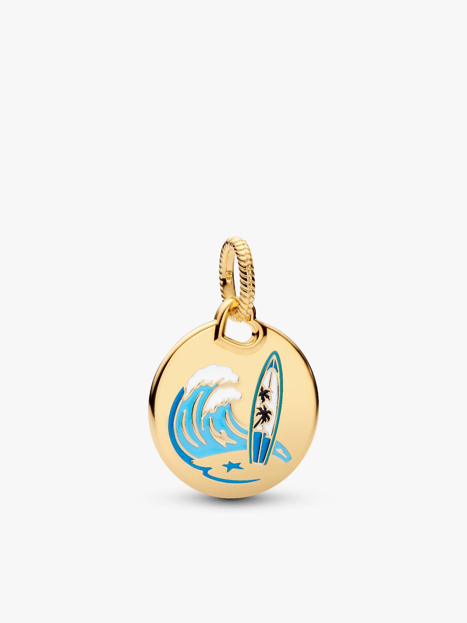 Engravable Surfing Round Tag Dangle Charm