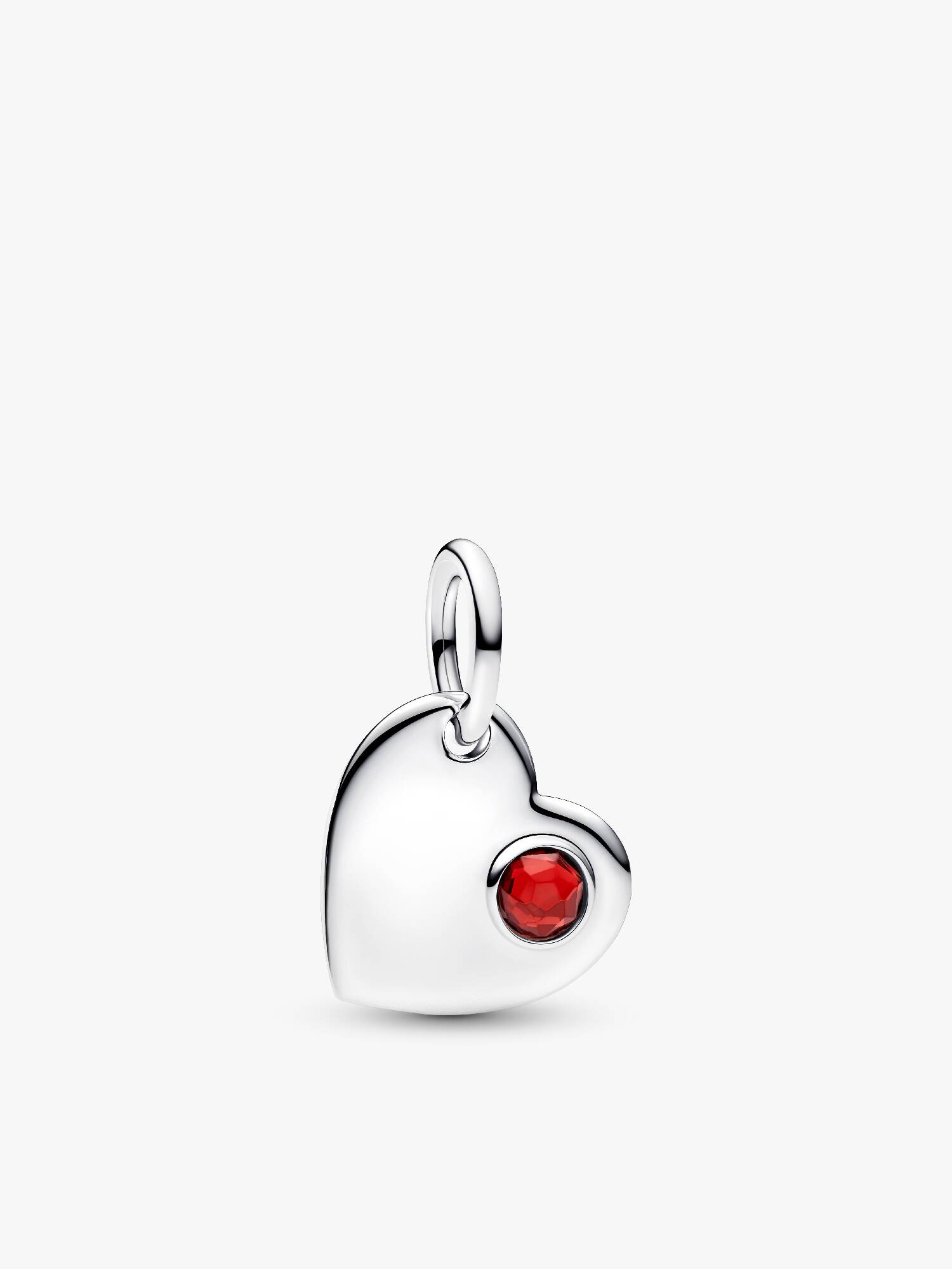 January Engravable Heart Red Stone Dangle Charm