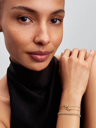 14k Gold Lab-grown Diamond Pavé Star Chain Bracelet