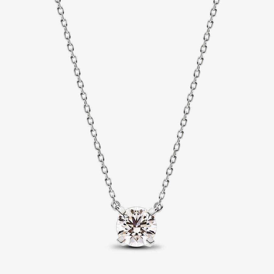 Pandora Era 14k White Gold Lab-grown Diamond Pendant Necklace image number 0