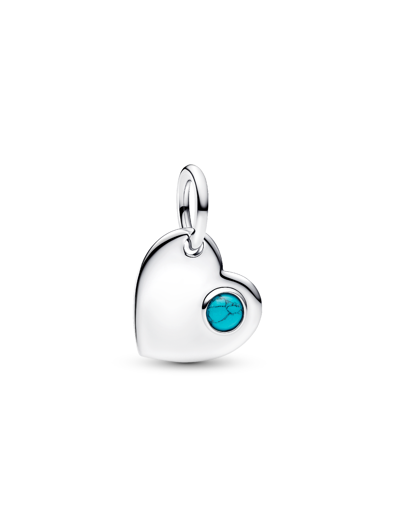 December Engravable Heart Turquoise Blue Stone Dangle Charm