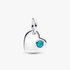 December Engravable Heart Turquoise Blue Stone Dangle Charm December Engravable Heart Turquoise Blue Stone Dangle Charm