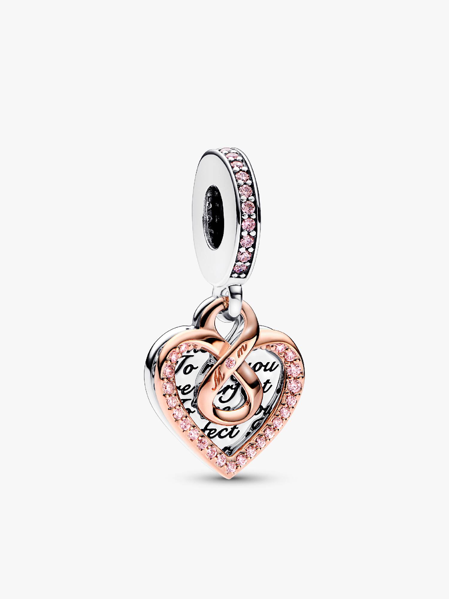 Two-tone Infinity Heart Double Dangle Charm