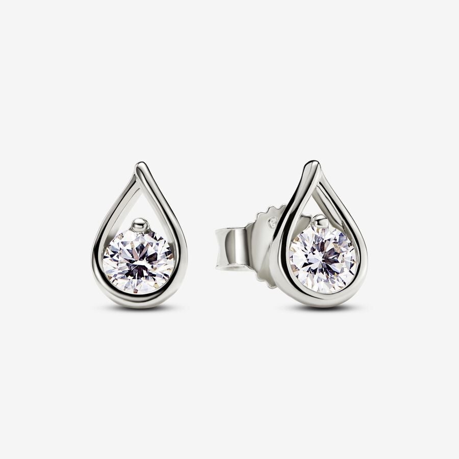 Pandora Infinite 14k White Gold Lab-grown Diamond Earrings image number 0