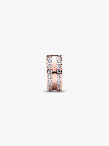 14k rose gold-plated clip with clear cubic zirconia and silicone grip