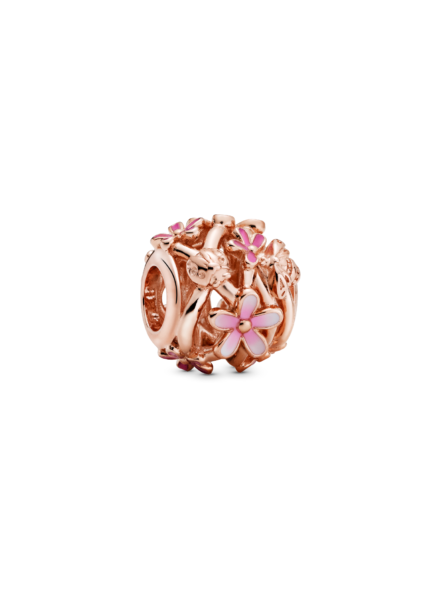 Openwork Pink Daisy Flower Charm