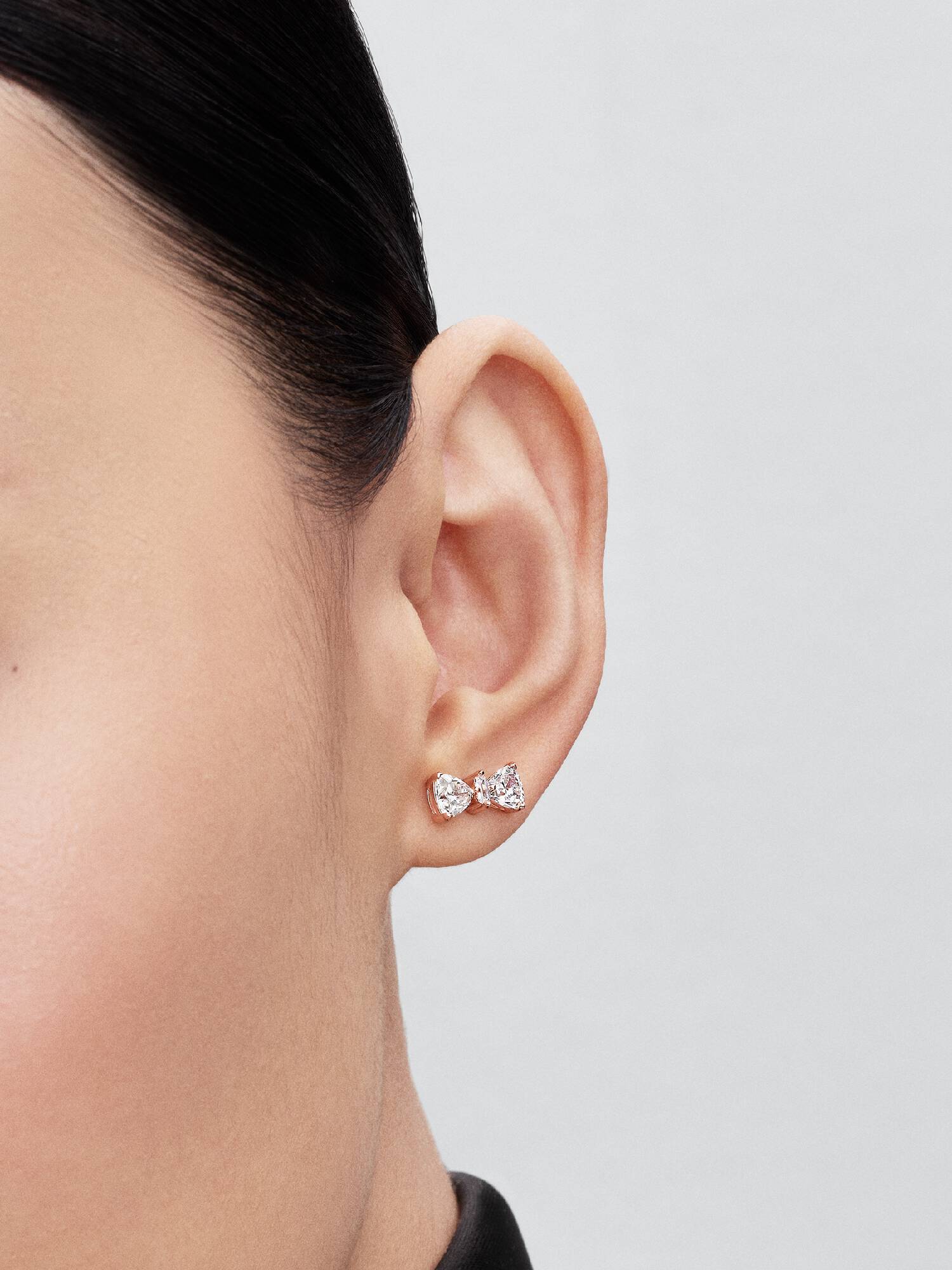 Bow 14k rose gold-plated stud earrings with clear cubic zirconia