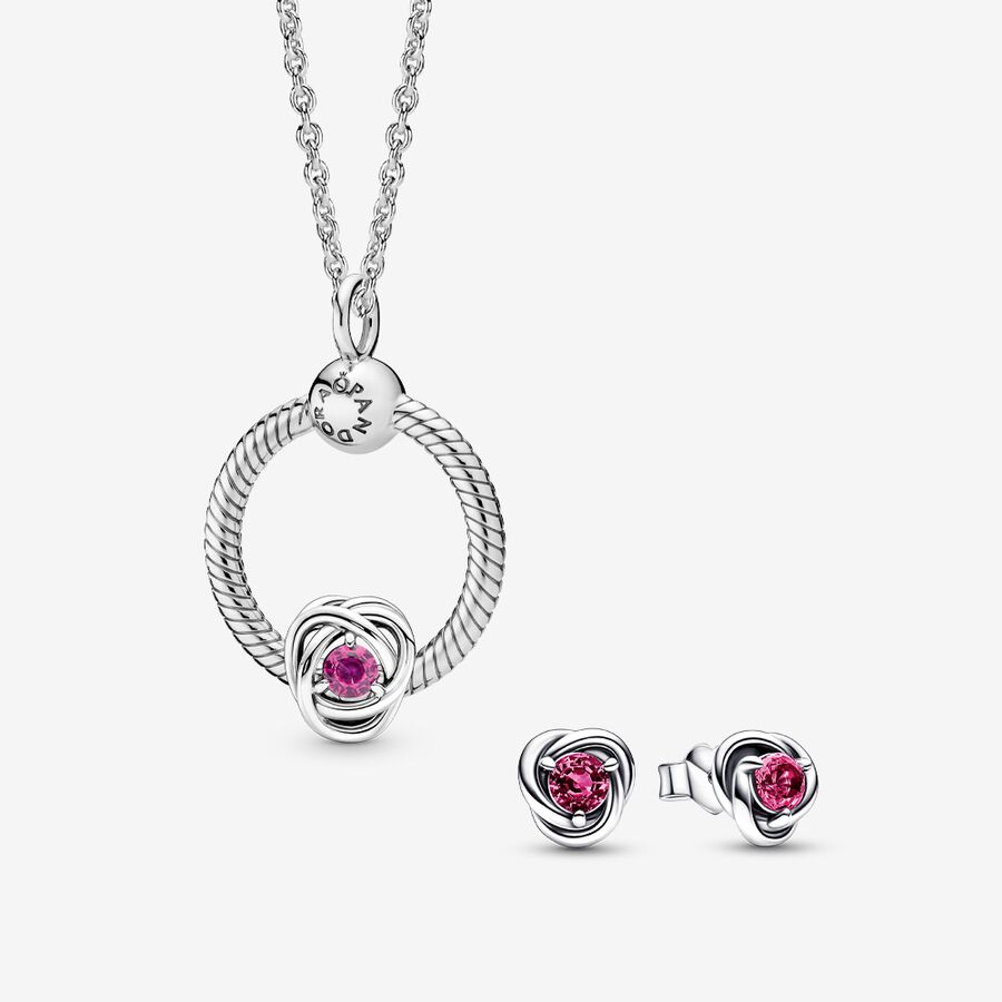 October Birthstone Necklace Charm and Earring Gift Set image number 0
