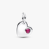 July Engravable Heart True Red Stone Dangle Charm July Engravable Heart True Red Stone Dangle Charm