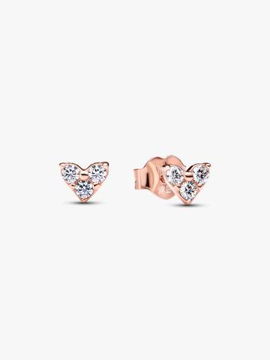 Heart 14k rose gold-plated stud earrings with clear cubic zirconia