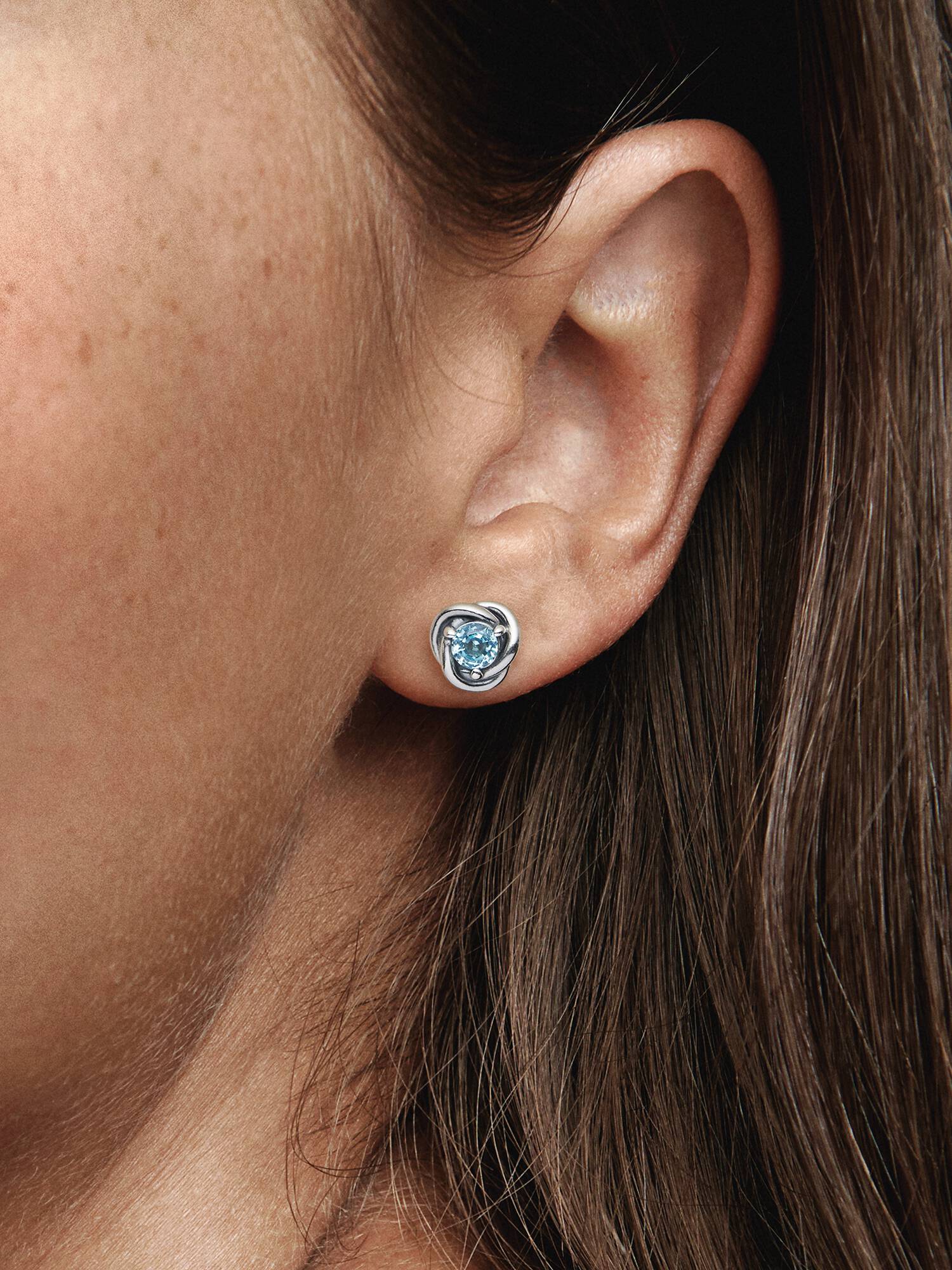 March Crystal Birthstone Eternity Circle Stud Earrings