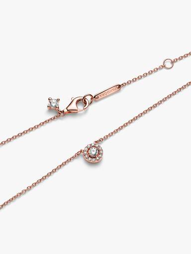 14k rose gold-plated collier with clear cubic zirconia
