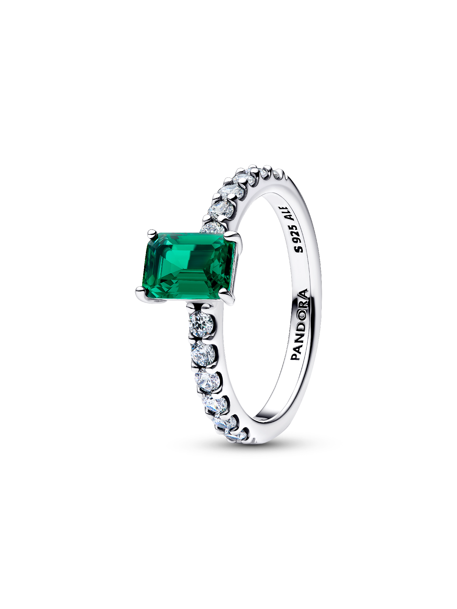 Rectangular Sparkling Green Halo Ring