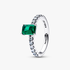 Rectangular Sparkling Green Halo Ring Rectangular Sparkling Green Halo Ring