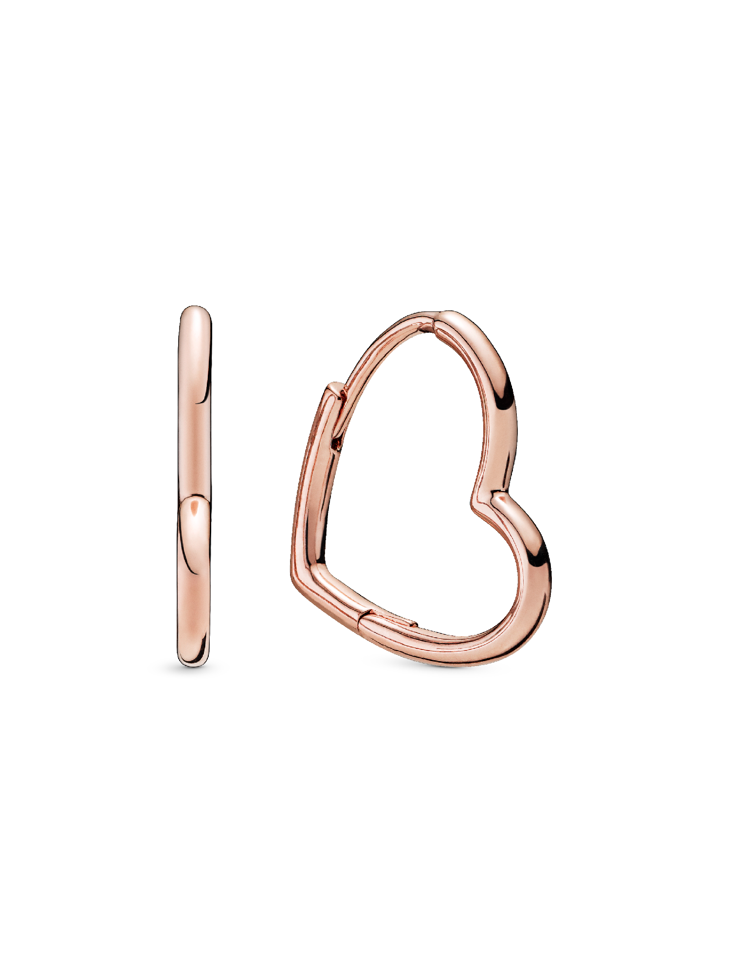 Asymmetric Rose Gold Plated Heart Hoop Earrings