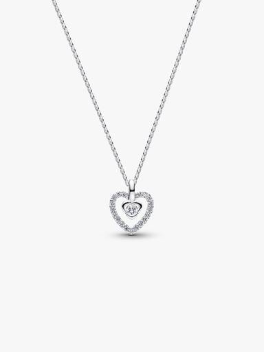 Sterling Silver Lab-Grown Diamond Heart Pendant Necklace