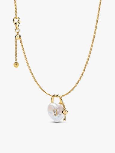 Baroque Pearl Padlock Pendant Necklace