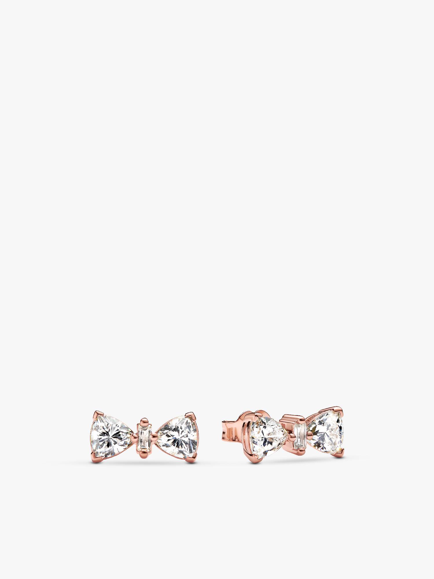 Bow 14k rose gold-plated stud earrings with clear cubic zirconia