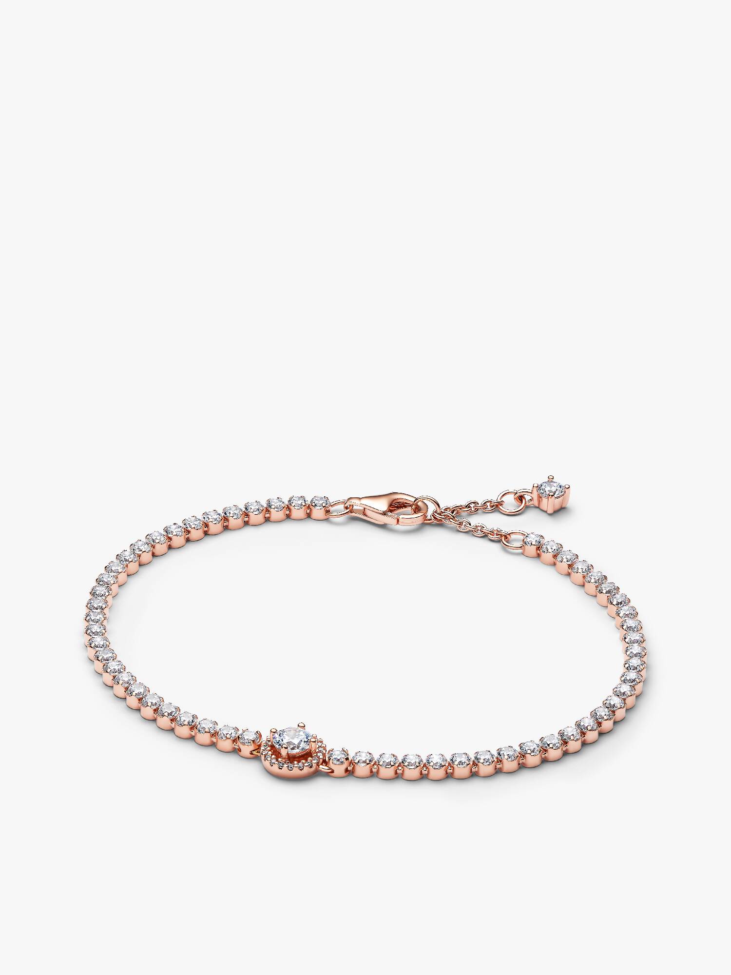 14k rose gold-plated bracelet with clear cubic zirconia