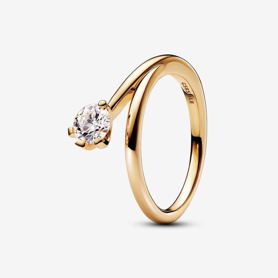 Pandora Nova 14k Gold Lab-grown Diamond Asymmetric Ring image number 0