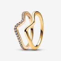 Gold Wave Ring Stack