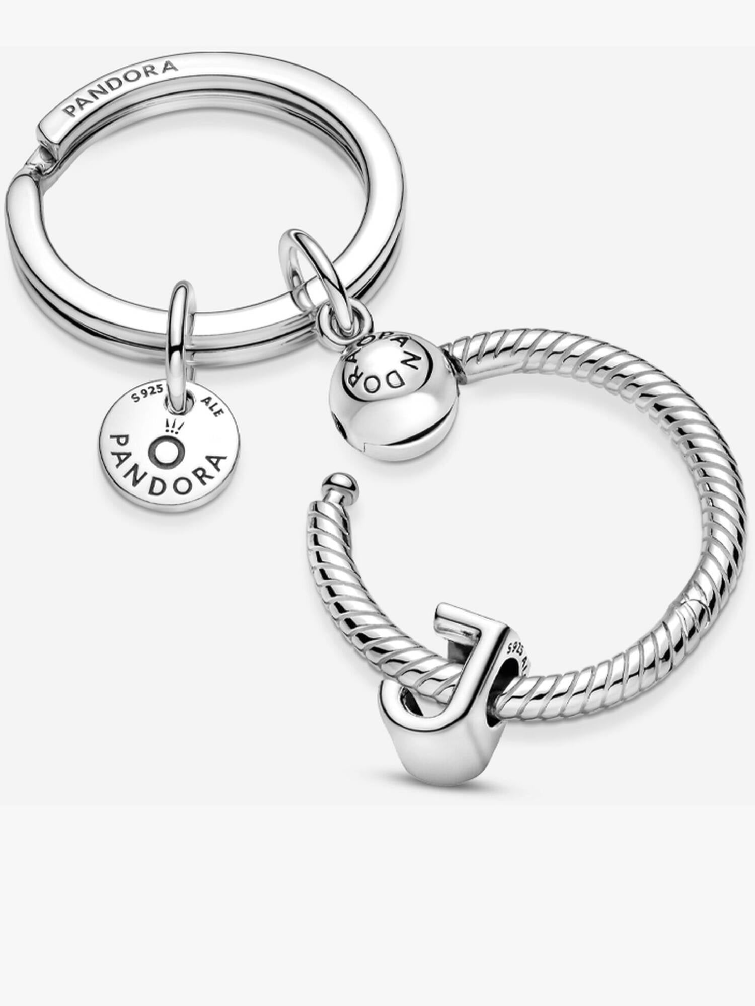 Letter J Charm Key Ring Set