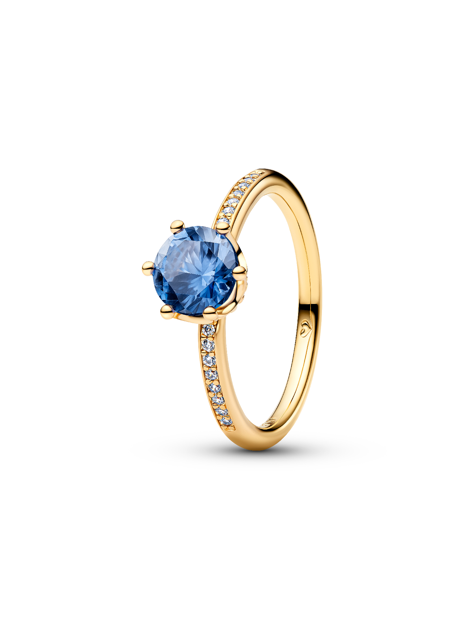 Blue Sparkling Crown Solitaire Ring