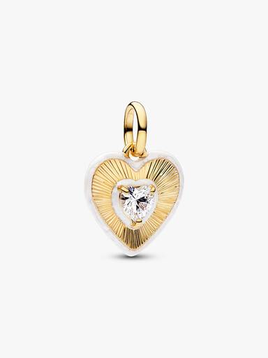 Radiating White Heart Medallion Charm