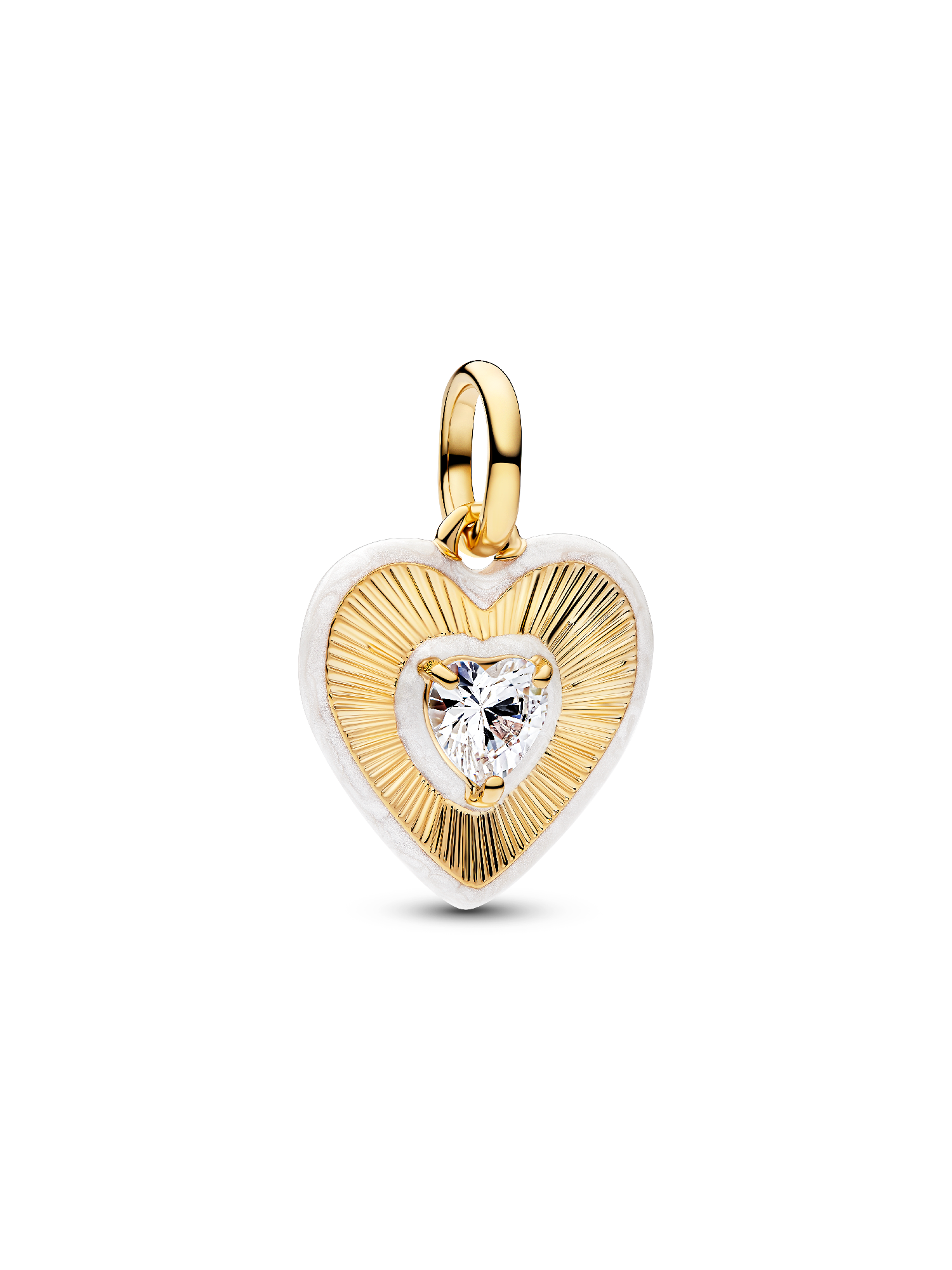 Radiating White Heart Medallion Charm