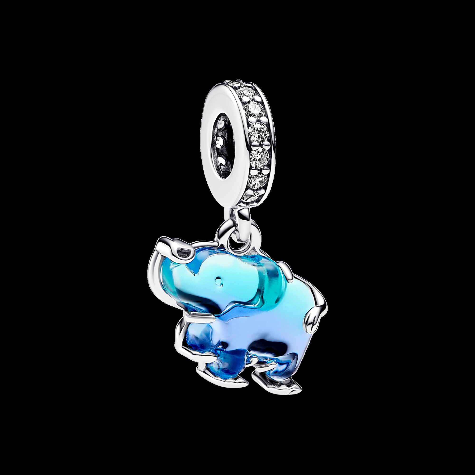 Blue Murano Glass Elephant Dangle Charm