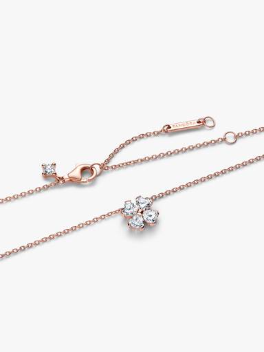 Clover 14k rose gold-plated collier with clear cubic zirconia