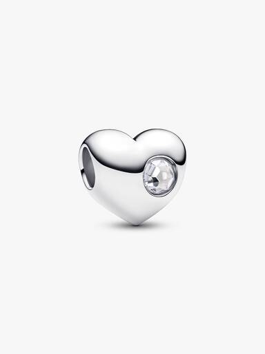 Engravable April Crystal Birthstone Heart Charm