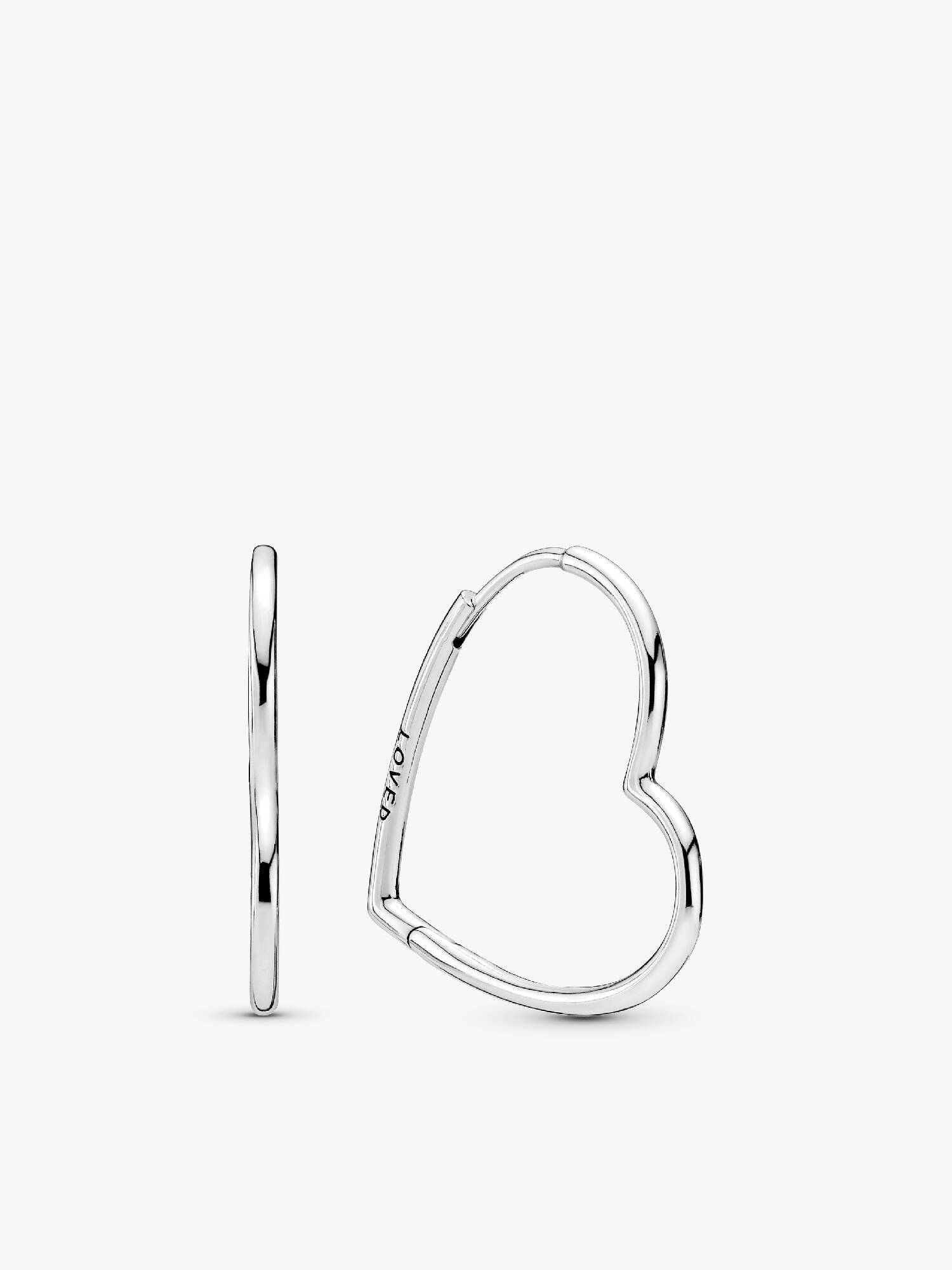 Asymmetric Sterling Silver Heart Hoop Earrings