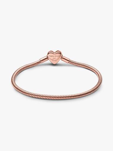 14k rose gold-plated snake chain bracelet with clear cubic zirconia