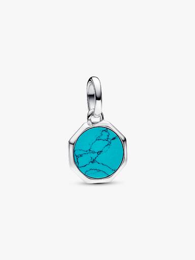 Turquoise-coloured Engravable Mini Medallion Charm