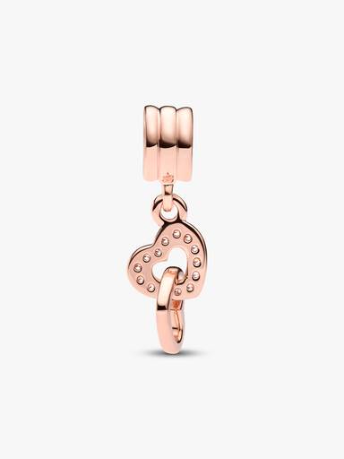 Hearts 14k rose gold-plated dangle with clear cubic zirconia