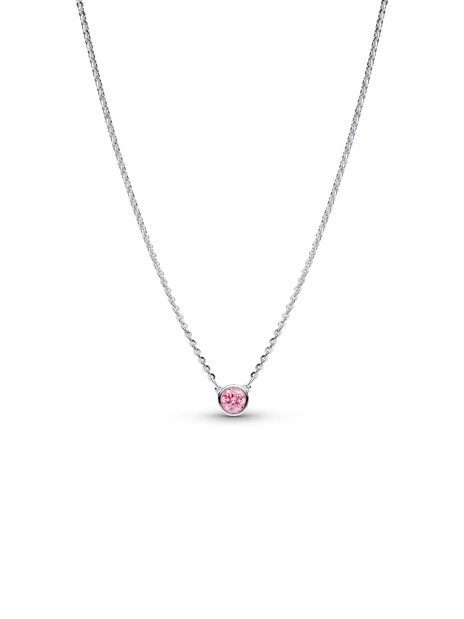 Pandora Era Bezel Sterling Silver Pink Lab-grown Diamond Pendant Necklace
