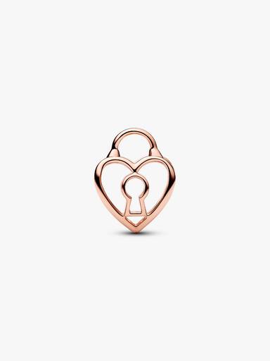 Heart padlock 14k rose gold-plated charm