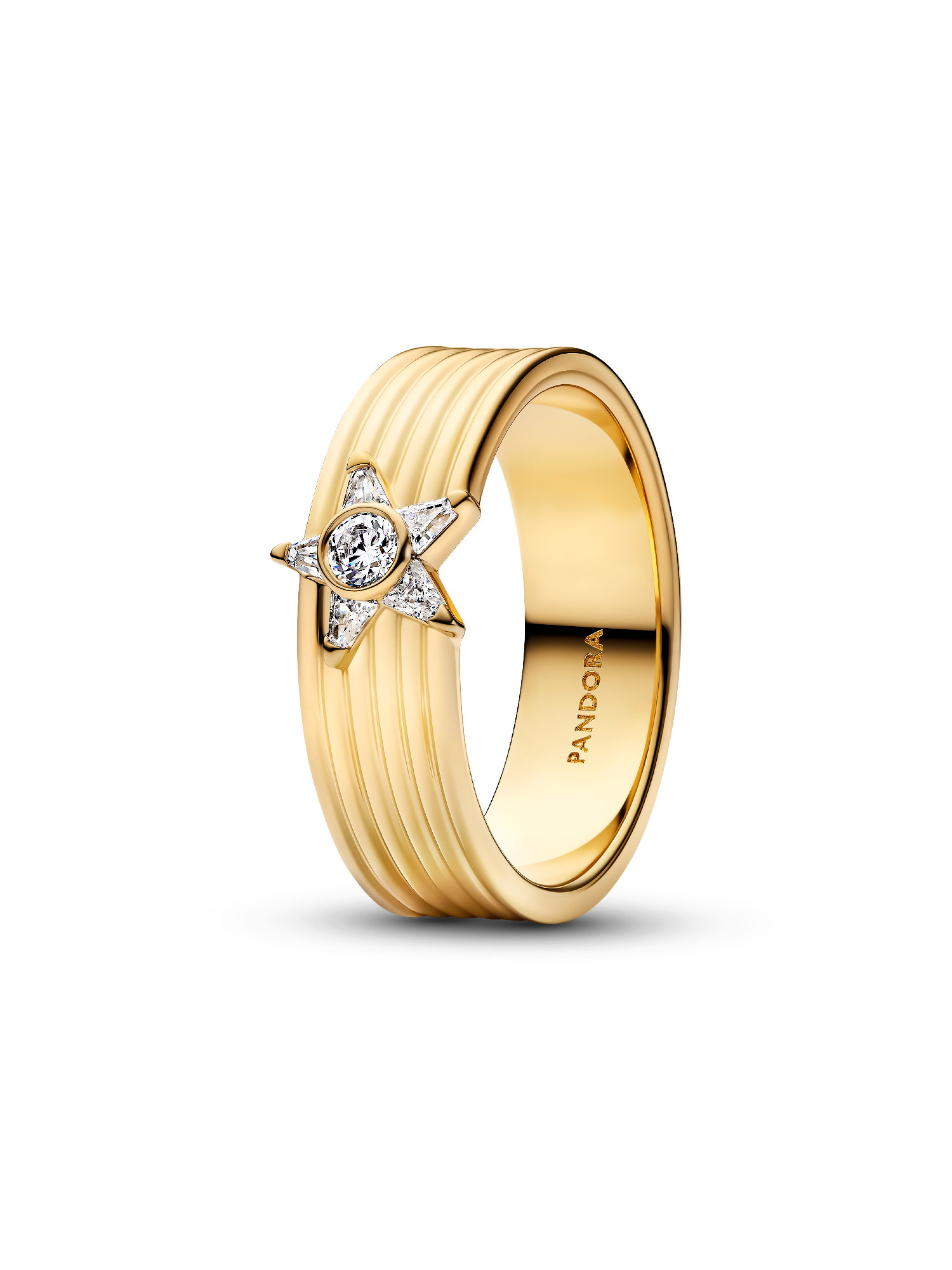 Panroda Rings Sparkling Shooting Star Wide Band Ring | Gold plated | Pandora AU
