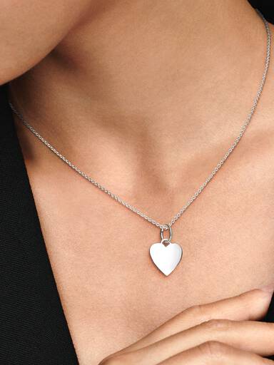 Sterling Silver Engravable Heart Tag Pendant