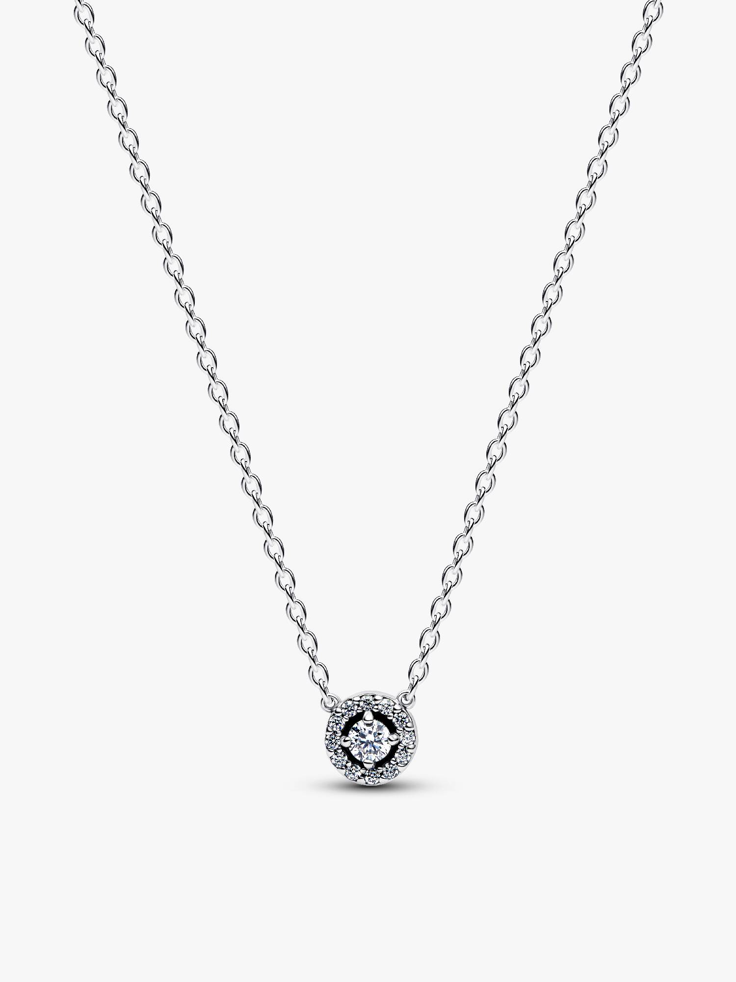 Round Pavé Halo Collier Necklace