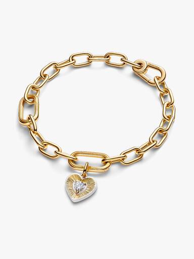 Radiating White Heart Medallion Charm