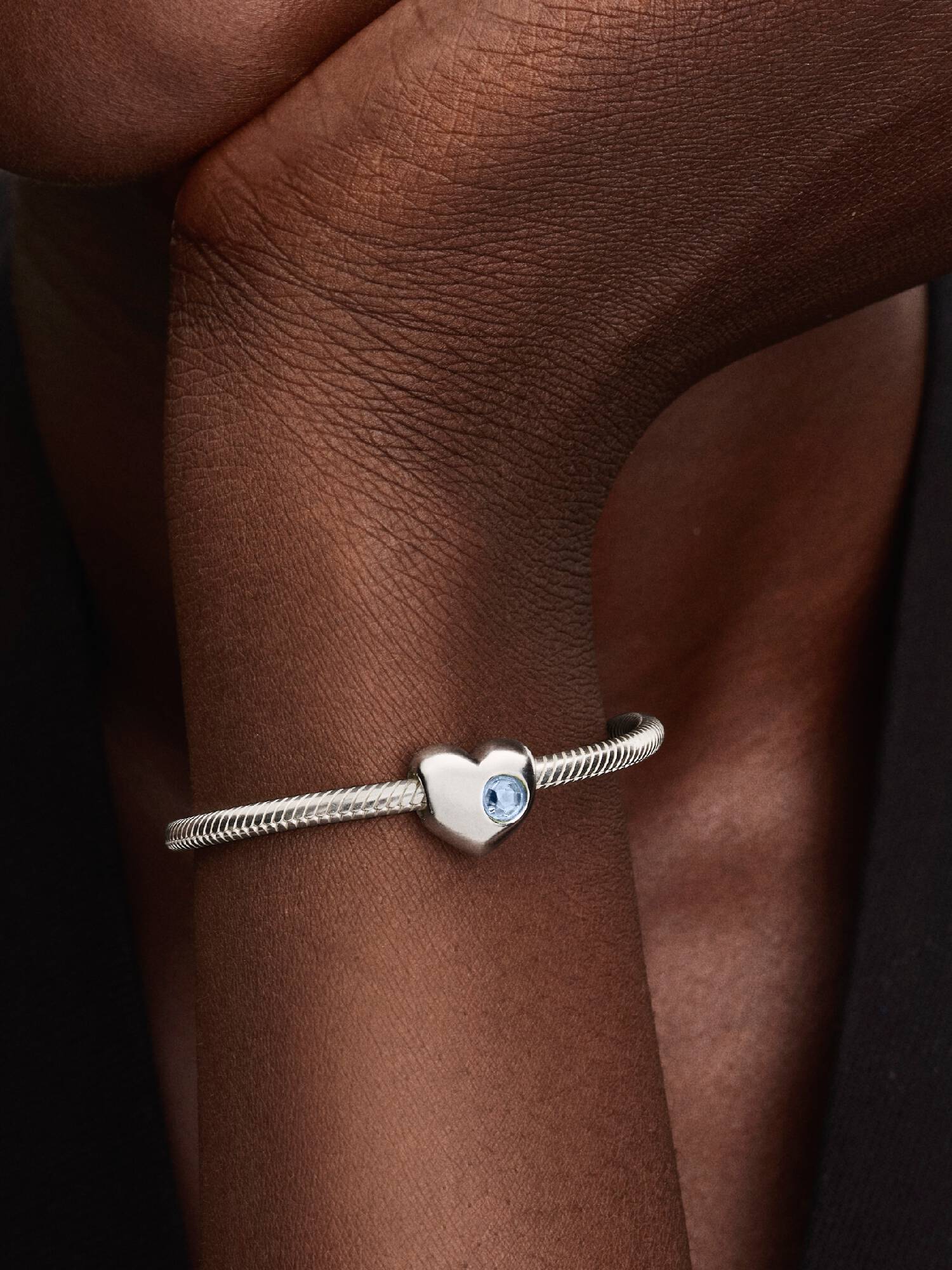 Engravable March Crystal Birthstone Heart Charm