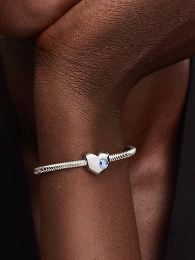 Engravable March Crystal Birthstone Heart Charm